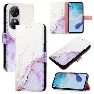 For Oukitel C38 PT003 Marble Pattern Flip Leather Phone Case(White Purple)