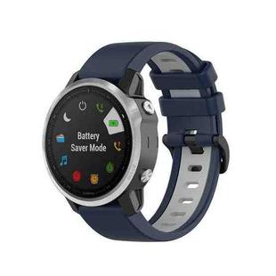 For Garmin Fenix 6X Two-color Silicone Watch Band(Midnight Blue Gray)