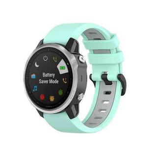 For Garmin Fenix 6X Two-color Silicone Watch Band(Teal Grey)