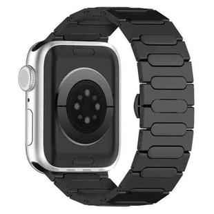 For Apple Watch SE 2023 44mm Oval Butterfly Buckle Titanium Alloy Watch Band(Black)