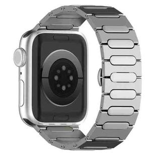 For Apple Watch Series 9 45mm Oval Butterfly Buckle Titanium Alloy Watch Band(Silver)