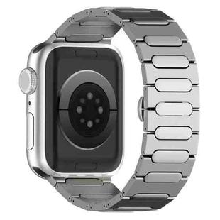 For Apple Watch SE 2022 44mm Oval Butterfly Buckle Titanium Alloy Watch Band(Silver)