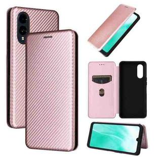 For Fujitsu Arrows F-52E We2 Carbon Fiber Texture Flip Leather Phone Case(Pink)