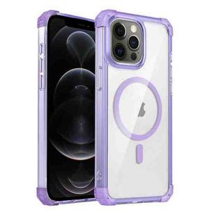 For iPhone 12 Pro Transparent MagSafe Magnetic Phone Case(Purple)