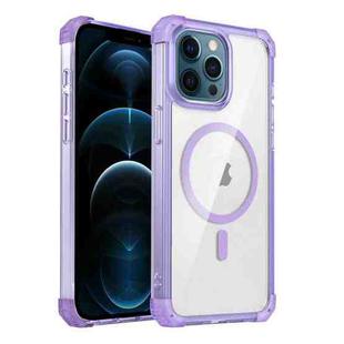 For iPhone 12 Pro Max Transparent MagSafe Magnetic Phone Case(Purple)