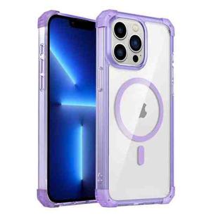 For iPhone 13 Pro Transparent MagSafe Magnetic Phone Case(Purple)