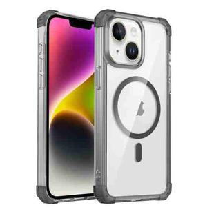 For iPhone 14 Plus Transparent MagSafe Magnetic Phone Case(Black)