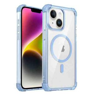 For iPhone 14 Plus Transparent MagSafe Magnetic Phone Case(Blue)