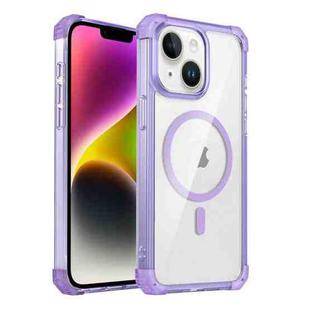 For iPhone 14 Plus Transparent MagSafe Magnetic Phone Case(Purple)