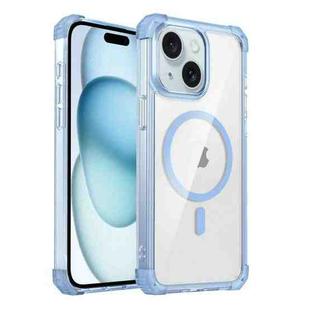 For iPhone 15 Transparent MagSafe Magnetic Phone Case(Blue)