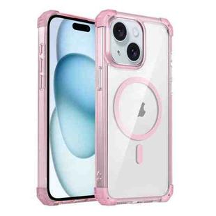 For iPhone 15 Plus Transparent MagSafe Magnetic Phone Case(Pink)