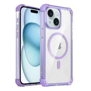 For iPhone 15 Plus Transparent MagSafe Magnetic Phone Case(Purple)