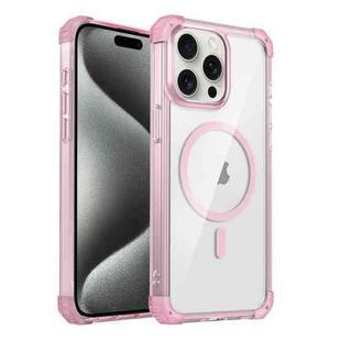For iPhone 15 Pro Transparent MagSafe Magnetic Phone Case(Pink)