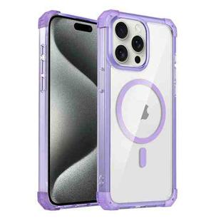 For iPhone 15 Pro Transparent MagSafe Magnetic Phone Case(Purple)