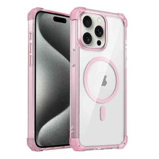 For iPhone 15 Pro Max Transparent MagSafe Magnetic Phone Case(Pink)