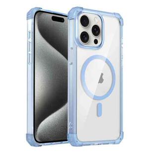 For iPhone 15 Pro Max Transparent MagSafe Magnetic Phone Case(Blue)