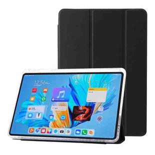 For Huawei MatePad 11.5S Clear Acrylic 3-Fold Leather Tablet Case(Black)