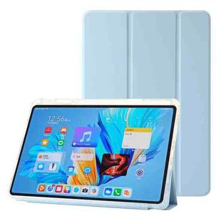 For Huawei MatePad 11.5S Clear Acrylic 3-Fold Leather Tablet Case(Ice Blue)