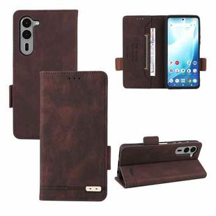 For Fujitsu Arrows F-51E We2 Plus Magnetic Clasp Leather Phone Case(Brown)