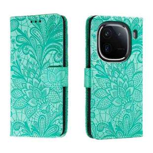 For vivo iQOO 12 Lace Flower Embossing Flip Leather Phone Case(Green)