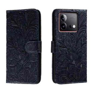 For vivo iQOO Neo8 Lace Flower Embossing Flip Leather Phone Case(Dark Blue)