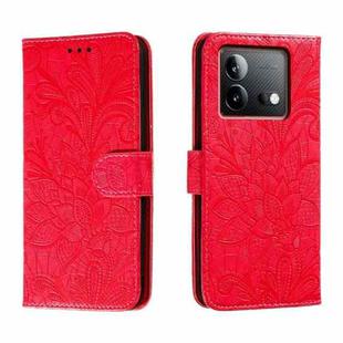 For vivo iQOO Neo8 Lace Flower Embossing Flip Leather Phone Case(Red)