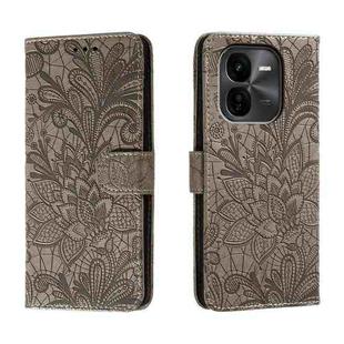 For vivo iQOO Z9X Lace Flower Embossing Flip Leather Phone Case(Grey)