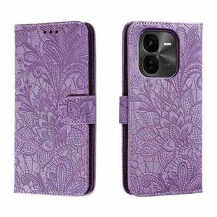 For vivo iQOO Z9X Lace Flower Embossing Flip Leather Phone Case(Purple)