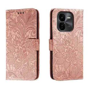 For vivo iQOO Z9X Lace Flower Embossing Flip Leather Phone Case(Rose Gold)