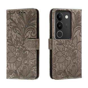 For vivo S17 Lace Flower Embossing Flip Leather Phone Case(Grey)