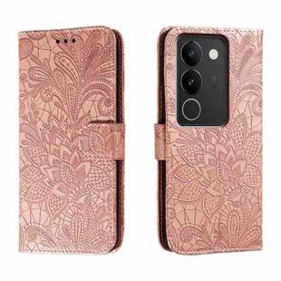 For vivo S17 Lace Flower Embossing Flip Leather Phone Case(Rose Gold)