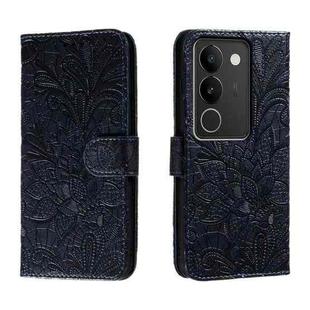 For vivo S17 Lace Flower Embossing Flip Leather Phone Case(Dark Blue)