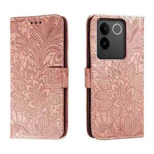 For vivo S17E Lace Flower Embossing Flip Leather Phone Case(Rose Gold)