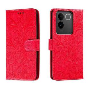 For vivo S17E Lace Flower Embossing Flip Leather Phone Case(Red)