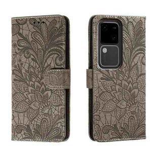 For vivo S18 Lace Flower Embossing Flip Leather Phone Case(Grey)