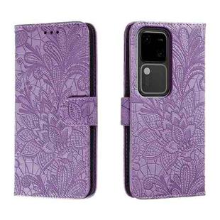 For vivo S18 Lace Flower Embossing Flip Leather Phone Case(Purple)