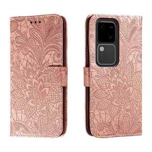 For vivo S18 Lace Flower Embossing Flip Leather Phone Case(Rose Gold)