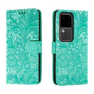 For vivo S18 Lace Flower Embossing Flip Leather Phone Case(Green)