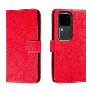 For vivo S18 Lace Flower Embossing Flip Leather Phone Case(Red)