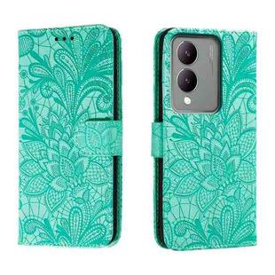 For vivo Y17S Lace Flower Embossing Flip Leather Phone Case(Green)