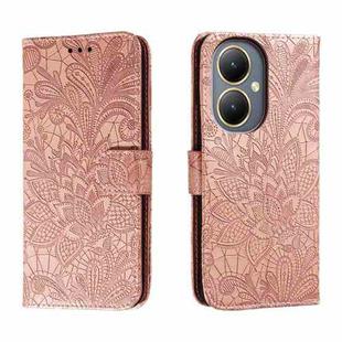 For vivo Y35M+ Lace Flower Embossing Flip Leather Phone Case(Rose Gold)