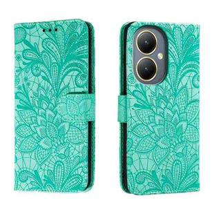 For vivo Y35M+ Lace Flower Embossing Flip Leather Phone Case(Green)