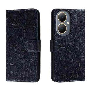 For vivo Y35M+ Lace Flower Embossing Flip Leather Phone Case(Dark Blue)
