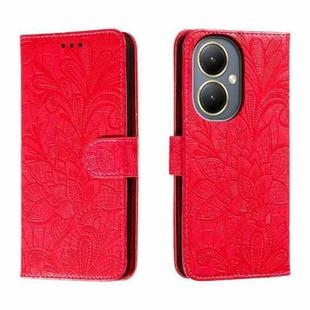 For vivo Y35M+ Lace Flower Embossing Flip Leather Phone Case(Red)