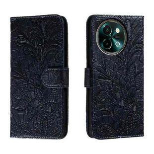 For vivo Y38 Lace Flower Embossing Flip Leather Phone Case(Dark Blue)