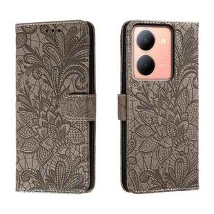 For vivo Y78 Lace Flower Embossing Flip Leather Phone Case(Grey)