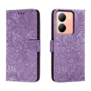 For vivo Y78 Lace Flower Embossing Flip Leather Phone Case(Purple)