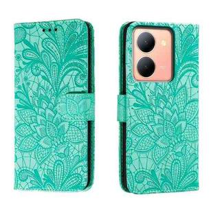 For vivo Y78 Lace Flower Embossing Flip Leather Phone Case(Green)