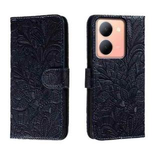 For vivo Y78 Lace Flower Embossing Flip Leather Phone Case(Dark Blue)