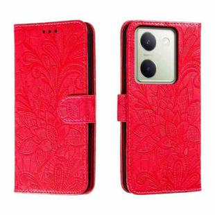 For vivo Y100 5G Lace Flower Embossing Flip Leather Phone Case(Red)